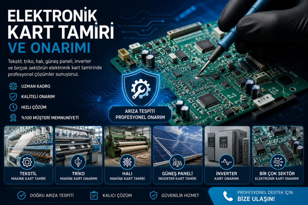 Elektronik Kart Tamiri: Tekstil, Triko, Halı ve Güneş Paneli İnverterlerinde Profesyonel Çözümler